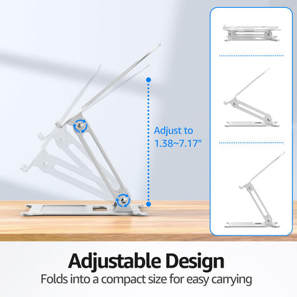 Urmust Adjustable Laptop Stand for Desk, 10-15.6“ Laptop Riser, Silver