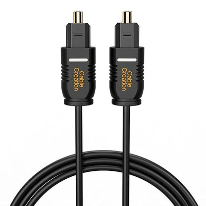 CableCreation Optical Digital Audio Cable 15FT 2-Pack, Thin Fiber Optic Toslink Gold Plated Optical S/PDIF Cord for Home Theater, Sound Bar, TV, PS4, Xbox, DVD/CD Player, Game Console& More, Black