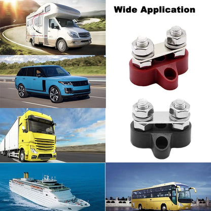 Heart Horse Bus Bar Terminal Block 5/16'' Power Stud Battery Junction Post Distribution Block Insulated with Cover DC 48V 250A for Auto Truck RV Boat (5/16'',Red+Black)