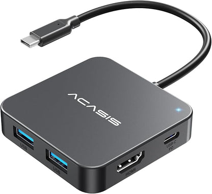 USB C Hub 10Gbps, Multiport Adapter with 4K 60Hz HDMI, 100W Power Delivery, 3 USB A3.1+1 USB-C 3.1 Data Port, USB C to HDMI Adapter for MacBook, Dell, Lenovo, Surface, iPad PRO, XPS(Grey)