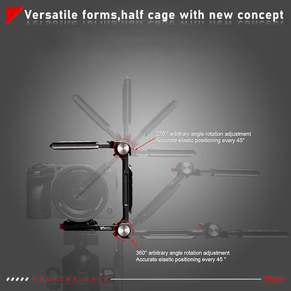 SY38 Camera Quick Release Foldable Half Cage,Camera Cage Compatible with SY22 SY38 SY50 Quick Release System,Compatible Arca and 38mm 50mm Bayonet and Tripod on The Market,V3802