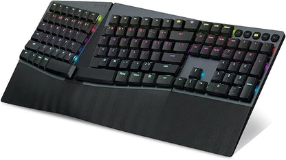 Perixx PERIBOARD-835RD Wireless Ergonomic Mechanical Keyboard - RGB Backlit - Low-Profile Red Linear Switches - Multi-Device Connection - Compatible with Windows and Mac OS X - US English
