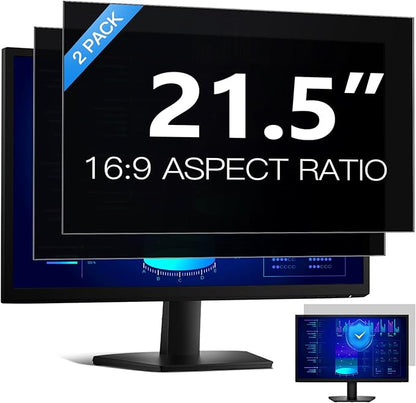 [2 Pack] Easges 21.5 Inch Computer Privacy Screen Filter for 16:9 Aspect Ratio, Eye Protection, Anti-Glare, Anti-Blue Light Computer Monitor Privacy Filter, Removable Anti-Scratch 21.5" Protector Film
