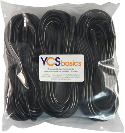 Three Pack of YCS Basics 25 Foot 3.5mm Stereo Headphone/AUX Extension Cable Male/Female