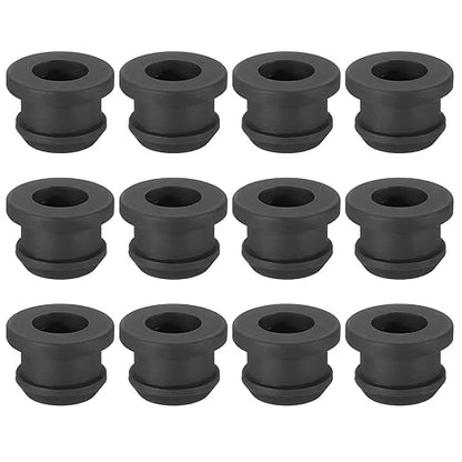 PATIKIL 11.5mm / 7/16 Inch Drill Hole,5/16 Inch ID Rubber Grommets, 12Pcs Top Hat Grommet for Wiring Eyelet Ring Gasket Automotive Firewall Cable Hole Plugs Wires Protection, Black
