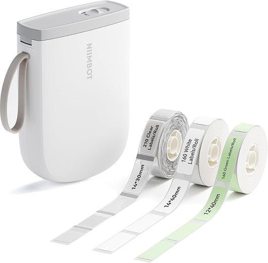 NIIMBOT D11 Upgraded Version 300 DPI Label Maker with 3 Tapes, White