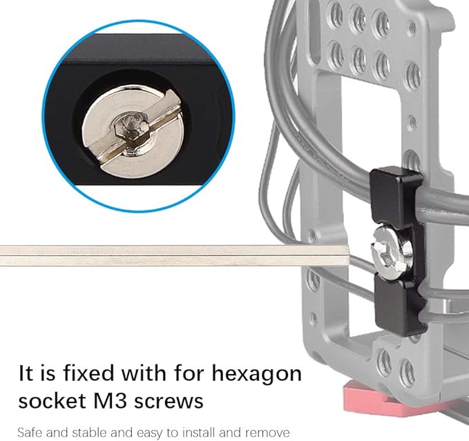 Camera Cage Cable Clamp - Portable Cage Fitting Wire Clip - Accessories Fixed Clip - 1/4 Inch Universal Lightweight Mounting