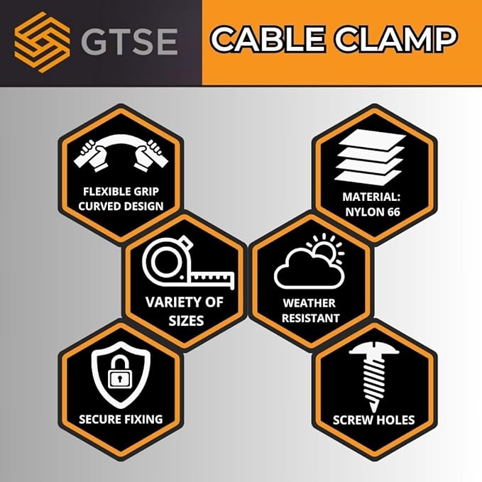 GTSE White Nylon Plastic Cable Clamps, 5/16" Screw Mounts for Cable, Rope, Tube Management, 100 Pack