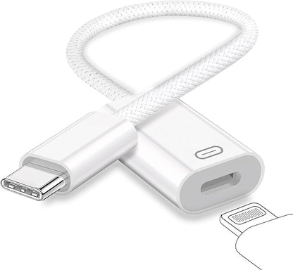 USB C to Lightning Headphone Audio Adapter, Type C Male to Female Lightning Earphone Converter with Charge/Data Transfer, Compatible with iPhone 17/16/15 Plus/Pro/Max, iPad Pro/Air 6/5/4, MacBook