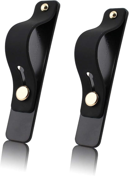 Removable and Reusable Cell Phone Grip Strap, Yetaida Telescopic Finger Kickstand Bracket Universal Silicone Phone Holder Stand and Portable Finger Loop for Most Smartphones Case (Black)