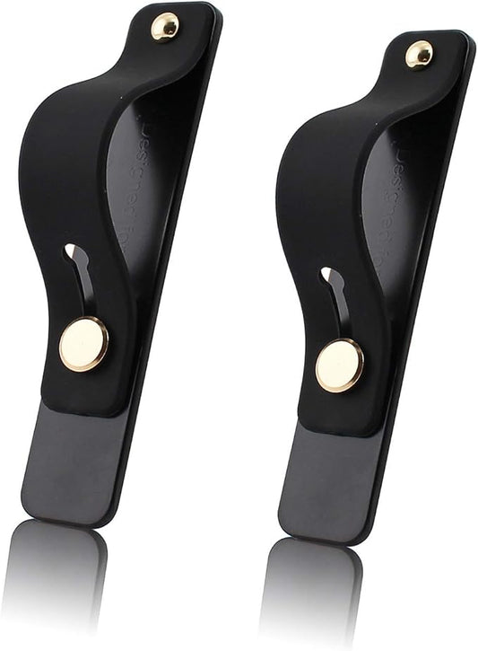 Removable and Reusable Cell Phone Grip Strap, Yetaida Telescopic Finger Kickstand Bracket Universal Silicone Phone Holder Stand and Portable Finger Loop for Most Smartphones Case (Black)