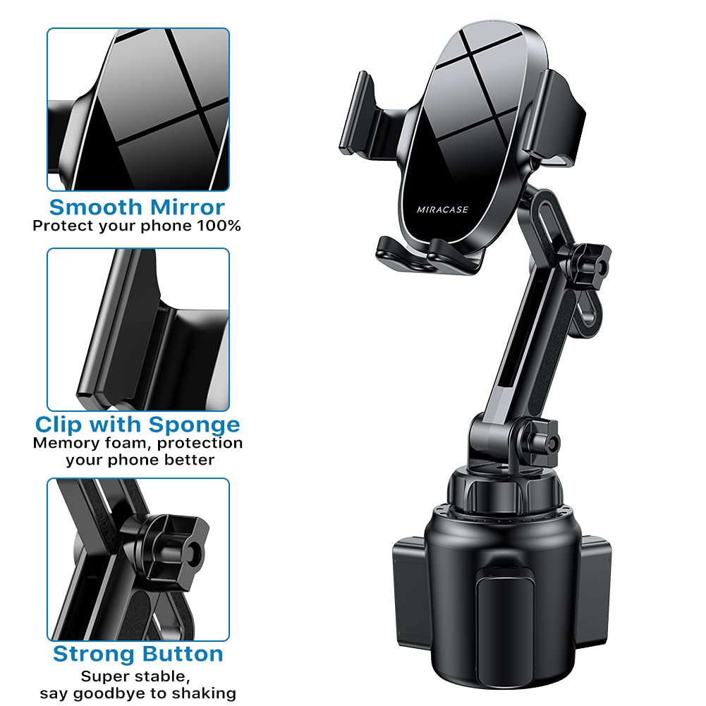 Miracase Cup Phone Holder for Car, [Upgraded Version] Adjustable Long Neck Car Cup Holder Phone Mount Cradle Friendly Compatible with iPhone Samsung Google and All Smartphones, Light Blue