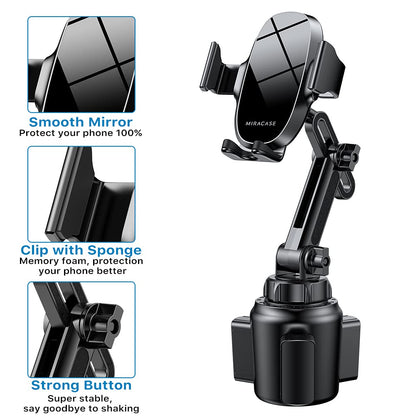 Miracase Cup Phone Holder for Car, [Upgraded Version] Adjustable Long Neck Car Cup Holder Phone Mount Cradle Friendly Compatible with iPhone Samsung Google and All Smartphones, Light Blue
