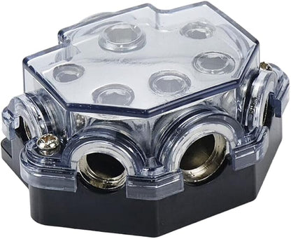 2pc Power Distribution Block Car Audio 1 in 5 Ways Out Car Audio Distributions Block 0 Gauge Input 2/4/8 Gauge Out Ground Cable Splitter Distribution Blocks for Automotive