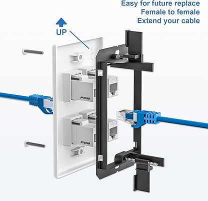 FGB 4-Port Keystone Wall Plate, with Low Voltage Mounting Bracket, with Single Gang Decorator Wall for RJ45, HDMI, and Coax Keystone Inserts, White, 10-Pack