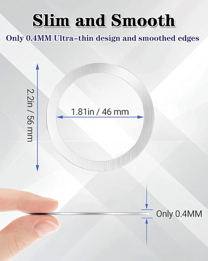 Metal Rings,Ultra-Thin(0.4mm) for MagSafe Sticker,Magnetic Adapter,Phone Cases&Wireless Charger,Compatible with iPhone 16/15/14/13,Galaxy S24/S23/S22/Kindle (3Black & 3White & 3Silver)