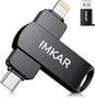 MFi Certified 512GB Flash Drive for iPhone iPad, IMKAR Memory Stick Storage for Photos Videos, Compatible with iPhone iPad Android and PC, Plug and Play No Application Required (Metal Gray)