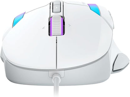 Turtle Beach Kone II – Wired Ergonomic RGB Gaming Mouse, 26K DPI Optical Sensor, 100M Click Life Optical Switches, 23 Customizable Inputs, 4D Scroll Wheel, Pure PTFE Glides - Arctic White