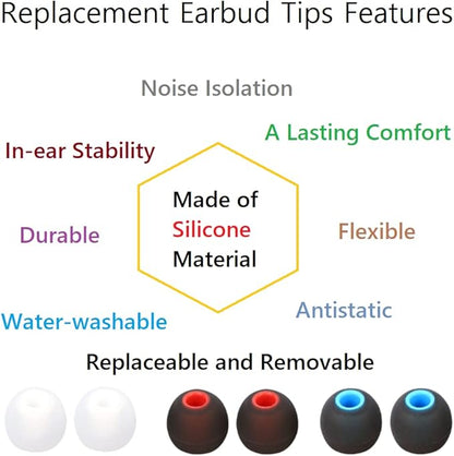Earbuds Replacement Tips Silicone Earbud Tips Ear Gels Fit for Inner Hole from 3.8mm - 5.1mm Earphones 9 Pairs S/M/L
