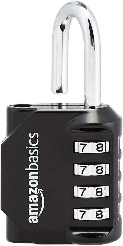 Amazon Basics 4-Digit Combination Lock for Gym and Sports, 2-Pack, Black