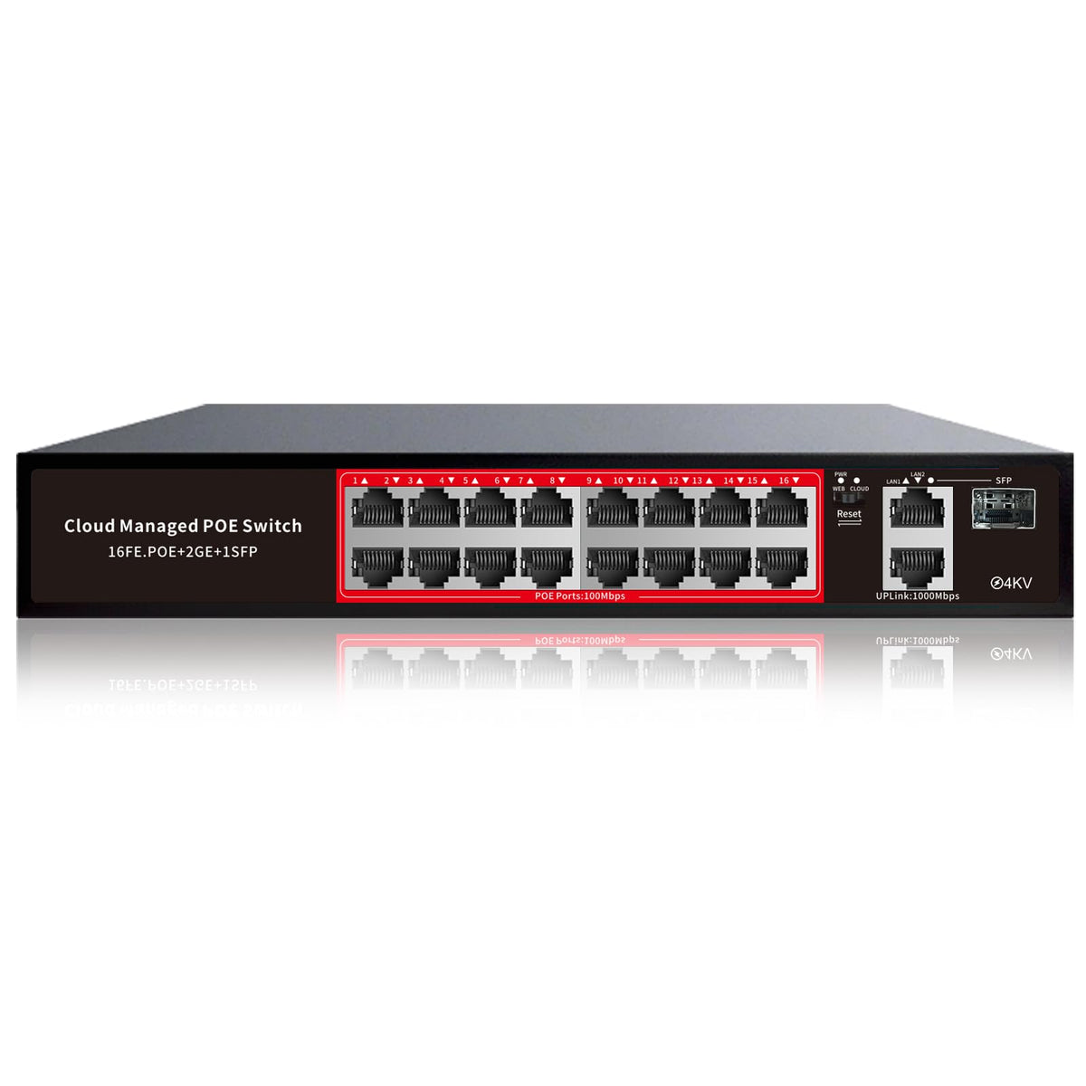 8 Port Gigabit PoE Switch with 2 Gigabit Uplink, 120W Built-in Power, 802.3af/at Compliant, Managed PoE+ Switch Support VLAN, QoS, Fanless Metal, Plug and Play(Desktop/Wall Mount)