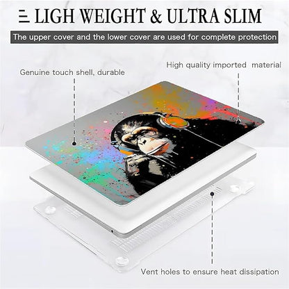 Compatible with MacBook Air 13.3 13.6 Inch Case 2022 2021 2020 2019 Plastic Hard Shell Case Cover,13.3 Air (A1932/A2179/A2337), Monkey