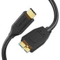 CableCreation 1FT USB C to Micro B Cable,10Gbps Speed External Hard Drive Braided,USB 3.1 Type C to Micro B Work for iPhone 15,16,Seagate WD Westgate My Passport,MacBook Pro/Air, iPad/Tablet,Black