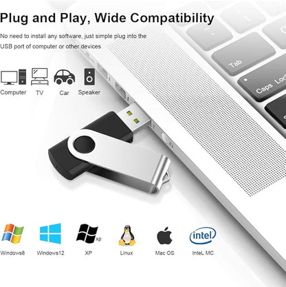 KEXIN 20 Pack 32 GB Flash Drive 3.0 Thumb Drive 32G Transfer Speed Up to 80MB/s Swivel USB 3.0 Flash Drive 20 Pack 3.0 Jump Drive Black