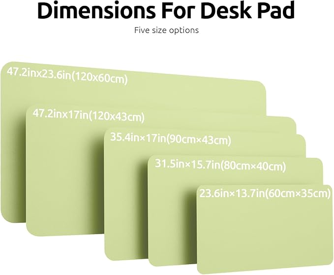 YSAGi Leather Desk Protector, Office Mat, Large Mouse Mat, Non-Slip PU Leather Blotter, Laptop Desk, Waterproof Writing Pad for Office and Home (Peak Green, 35.4" x 17")
