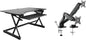 Rocelco 40" Height Adjustable Standing Desk Converter with AC Outlet USB Charger and Dual Monitor Arm Mount - Sit Stand Up Tabletop Riser - Sliding Keyboard Tray - Black (R DADRB-40-ACUSB-MA2)