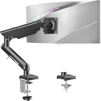 Single Monitor Mount for 22 24 27 32 inch Screen, Gas Spring Arm Holds 4.4-22 lbs, Monitor Desk Mount, Gaming & Home Office Use, VESA 75x75mm & 100x100mm, Freelift Pro Black