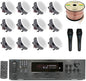Home Audio System Kit - 6 Channel 6000 W Bluetooth Amplifier w/ 12 Qty of 5.25" Frameless in-Wall in-Ceiling Speakers 175 W Each, 2 Qty of Wired Mic, 500 ft Speaker Wire & Remote by Technical Pro