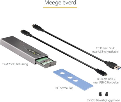 StarTech.com USB-C 10Gbps to M.2 NVMe or M.2 SATA SSD Enclosure - Tool-free External M.2 PCIe/SATA NGFF SSD Aluminum Case - USB Type-C&A Host Cables - Supports 2230/2242/2260/2280 (M2-USB-C-NVME-SATA)