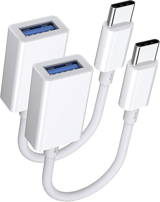 ZVGMOOE USB C to USB 3.0 Adapter 2 Pack, USB C Male to USB Female OTG Cable Thunderbolt3 to USB Adapter Compatible with MacBook Pro/Air, iPhone 16 Pro Max/16 Plus/16/15, Galaxy S24/S23/S22/S21