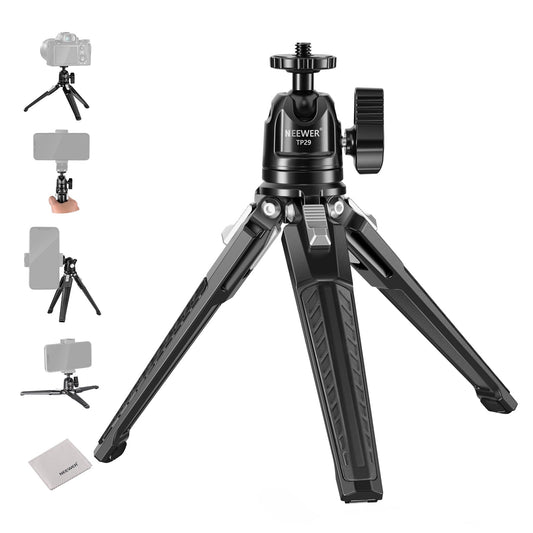 NEEWER Entry Level Version Mini Tripod for Camera, 360° Small Desk Portable DSLR Webcam Cell Phone Mount Holder Stand Selfie Stick Grip Compatible with iPhone Samsung Android Video Recording, GM-2G