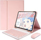 AnMengXinLing Keyboard Case for iPad Air 13 Inch (M3 2025/M2 2024)/Pro 12.9 6th/5th/4th Generation with Mouse Pencil Holder, Magnetically Detachable Keyboard Mouse, Pink