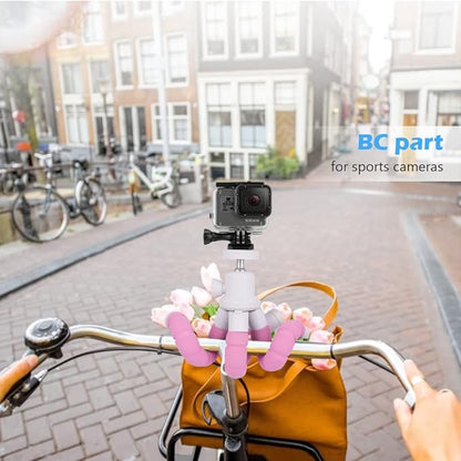 Ubeesize Portable Tripod Stand with Wireless Remote & Clip, Flexible Phone Holder for Video Recording (Pink)