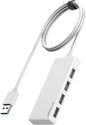 USB Hub, Multiport USB Splitter Adapter, 2 ft Long Cable USB 3.0 Hub, USB Extender for Laptop, PC, iMac, Surface Pro, MacBook, Mac Pro, Flash Drive, XPS, Mouse, HDD【White】