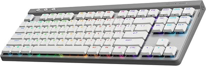 Logitech G515 Wireless Gaming Keyboard TKL, LIGHTSYNC RGB, Thin Tenkeyless Design, Double-Shot PBT Keycaps, Tactile Brown Mechanical Switches - White