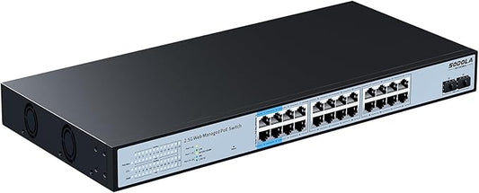 SODOLA 24 Port 2.5Gb PoE Switch Easy Smart Managed 24 PoE+ Port @500W, 2 x 10G SFP+, IEEE 802.3af/at/bt 90W Supported,LACP/QoS/VLAN/IGMP, Built-in Fans,1U Mounted Multi-Gigabit PoE Switch