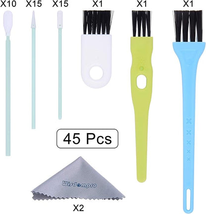 45 Pcs Cell Phone Cleaning Kit, Wisdompro USB Charging Port Cleaner and Headphone Jack Brush Tool Set Compatible with iPhone, iPad, Airpod, Laptop and Other Electronics