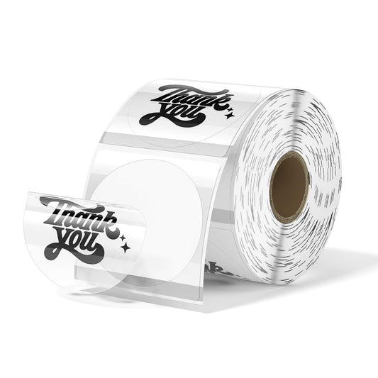 MUNBYN 2 Inch Transparent Round Thermal Labels, 500 Sheets/1 Roll