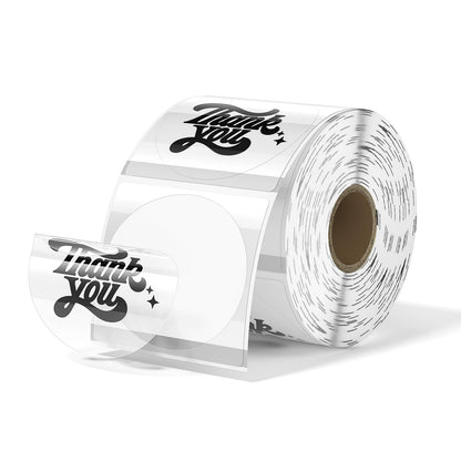 MUNBYN 2 Inch Transparent Round Thermal Labels, 500 Sheets/1 Roll
