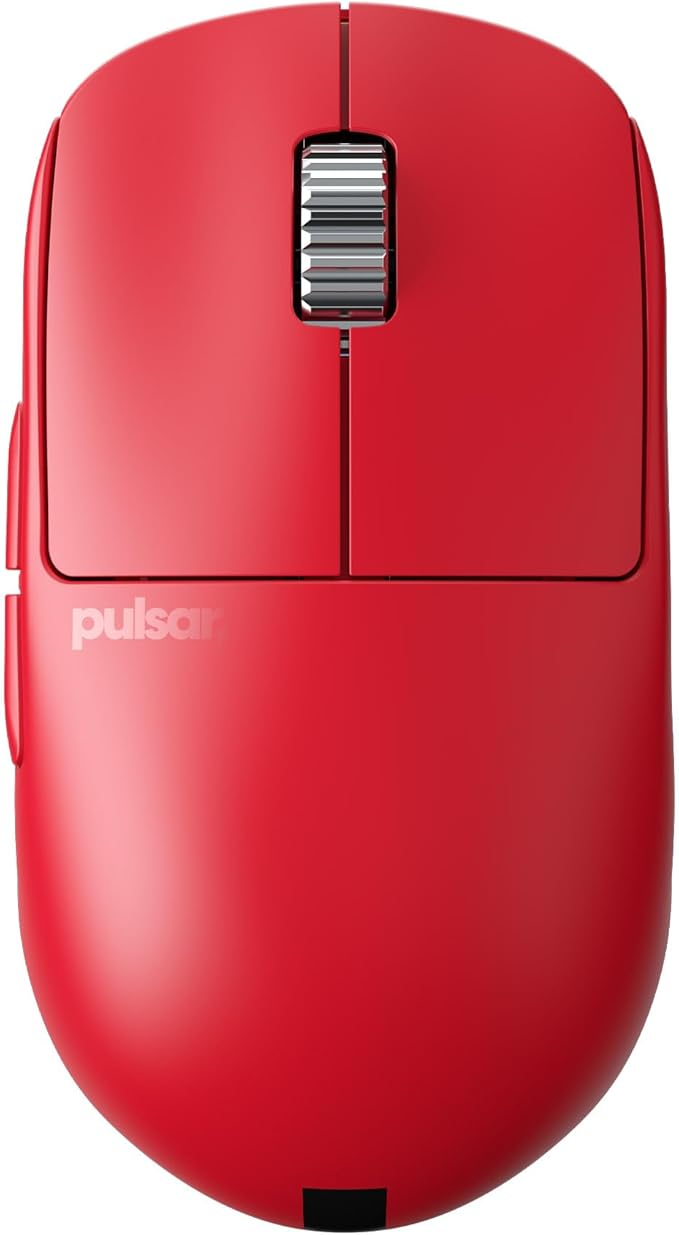Pulsar Gaming Gears - X2H ES Wireless Gaming Mouse, Limited Edition, Symmetrical, Optical Switch, OLED Display, Driverless, PAW3395 Sensor, 100H Battery, 4K dongle Included (Medium, Red)