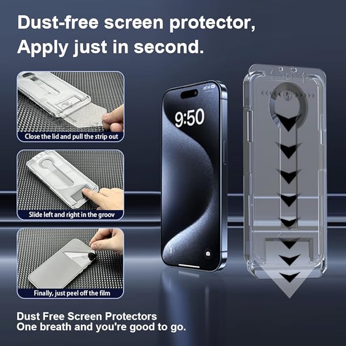 OneFish Screen Protector for Iphone 14 Pro Max, HD Clarity Tempered Glass Film 9H+ Hardness, with Hassle-Free Installation Frame, Dust-Free Bubble-Free Anti-Fingerprint, 2Pack