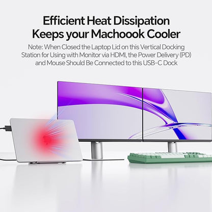 MacBook Pro Docking Station Dual Monitor 4K@60Hz for MacBook Pro/Air M3 Pro/M4, PULWTOP USB C Docking Station Stand Laptop Dock with 2 HDMI, PD, Ethernet, USB A/C 10Gbps, Audio, SD/TF, USB 2.0