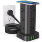 Power Strip Tower with Wireless Charger,Surge Protector with 12 Outlets