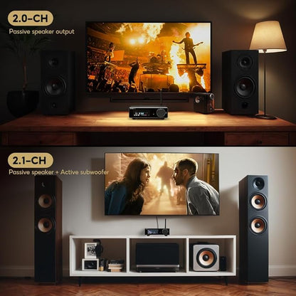 AIYIMA A80 Bluetooth Amplifier DAC Stereo HiFi Home Audio Receiver with PFFB 2.0 Channel Hi-Res Class D Power Amp with PC-USB Coaxial Optical TRS RCA Input