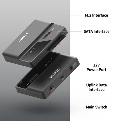 Unitek 2-in-1 M.2 NVMe/SATA USB 3.2 Adapter, 10Gbps, Tool-Free