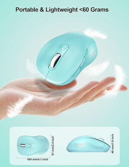 Trueque Wireless Mouse for Laptop, 2.4GHz Ergonomic Computer Mouse with Back & Forward Buttons, 3-Level DPI, 6 Buttons, Optical USB Cordless Mice for Windows Chromebook MacBook PC (Mint Green)